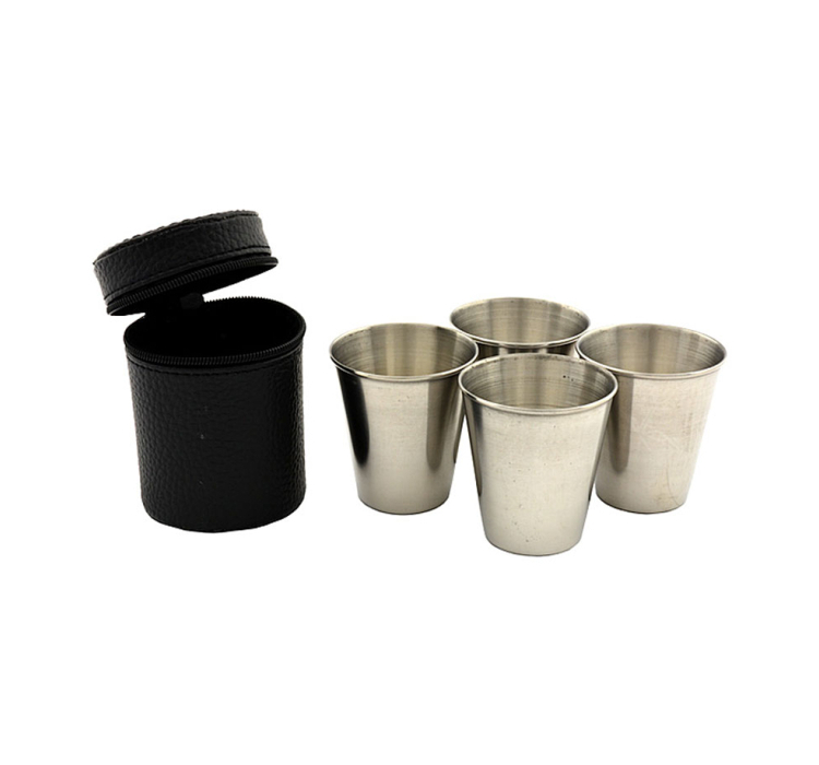 Стаканы, рюмки туристические (4шт, 70мл), металические в чехле - 1 Стаканы, рюмки туристические (4шт, 70мл), металические в чехле - 1