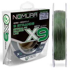 Шнур Nomura X9 Braid 150м(165yds) 0.16мм 11.00кг колір-Moss Green (темно-зелений)