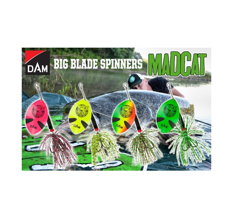 Блешня-вертушка на сома DAM MADCAT Big Blade Spinner 55гр трійник №2/0 (fluo yellow) - 2 Блешня-вертушка на сома DAM MADCAT Big Blade Spinner 55гр трійник №2/0 (fluo yellow) - 2