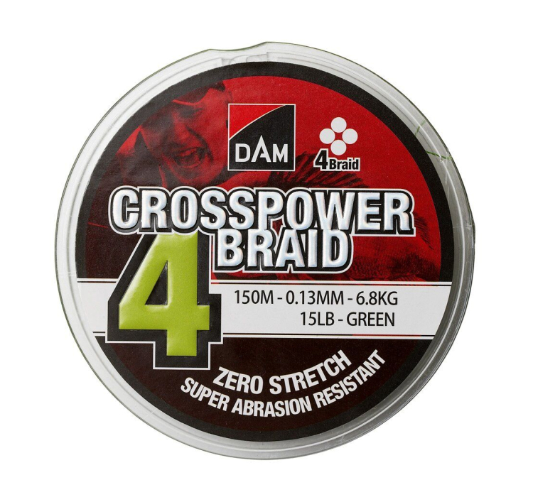 Шнур DAM Crosspower 4-Braid 150м 0.15мм 8.1кг (зелений) - 1 Шнур DAM Crosspower 4-Braid 150м 0.15мм 8.1кг (зелений) - 1