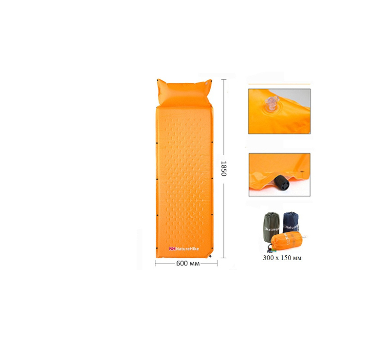 Широкий надувной коврик с подушкой Nature Hike ULTRALIGH TPU 185х60х2,5см, вес 1кг, синий - 2 Широкий надувной коврик с подушкой Nature Hike ULTRALIGH TPU 185х60х2,5см, вес 1кг, синий - 2