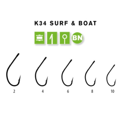 Крючок Lineaeffe Kaptura K34-Surf&Boat № 2 BN (ушко) 10шт Made in Korea