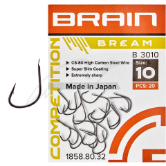 Крючок Brain Bream B3010 #10 (20 шт/уп) ц:black nickel
