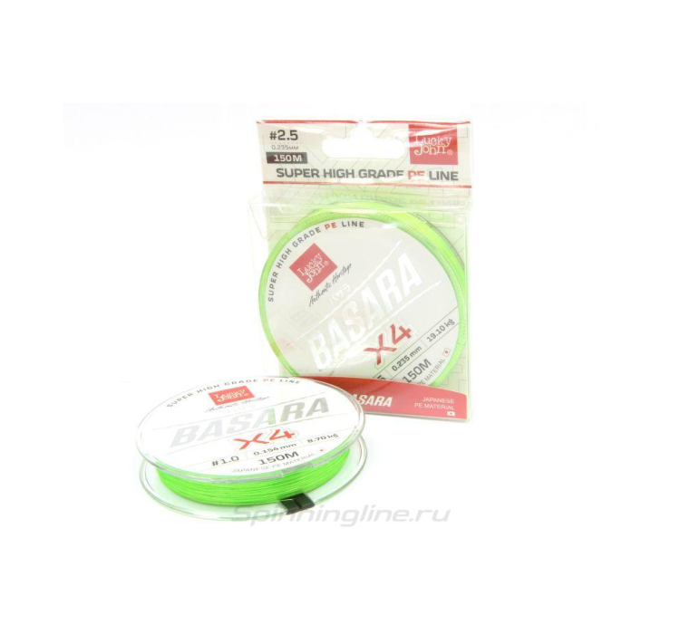 Шнур Lucky John Basara 150м 0,194мм Light Green - 3 Шнур Lucky John Basara 150м 0,194мм Light Green - 3