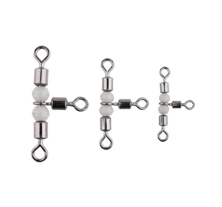 Вертлюжок потрiйний роликовий Mikado Т-подiбний з бусинками № 7-8 19кг 5шт./уп. - 1 Вертлюжок потрiйний роликовий Mikado Т-подiбний з бусинками № 7-8 19кг 5шт./уп. - 1