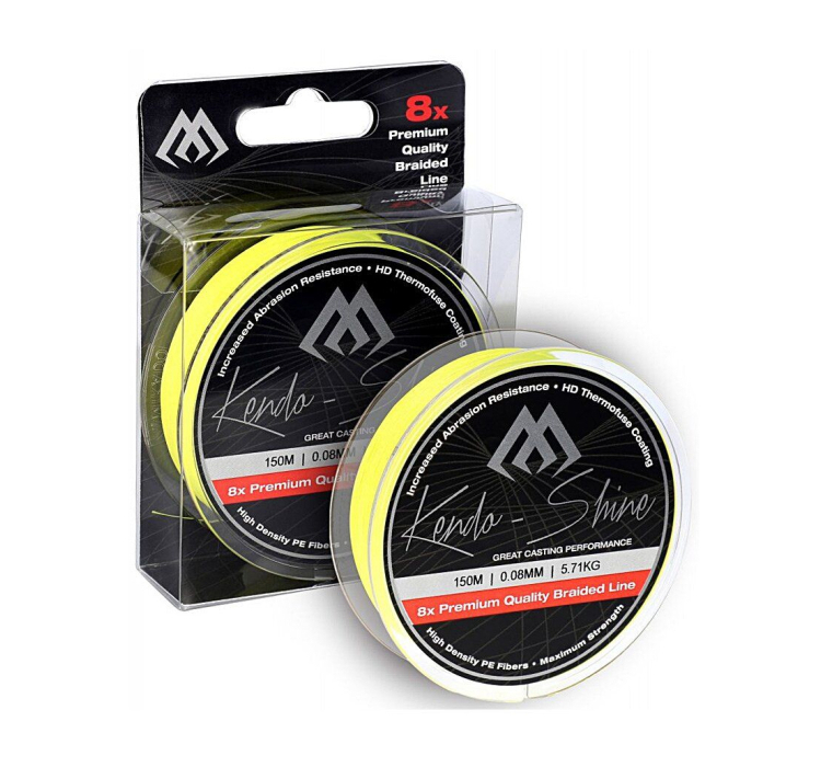 Шнур Mikado Kendo Shine Braid 150м 0,10мм 8,23кг fluo yellow - 1 Шнур Mikado Kendo Shine Braid 150м 0,10мм 8,23кг fluo yellow - 1