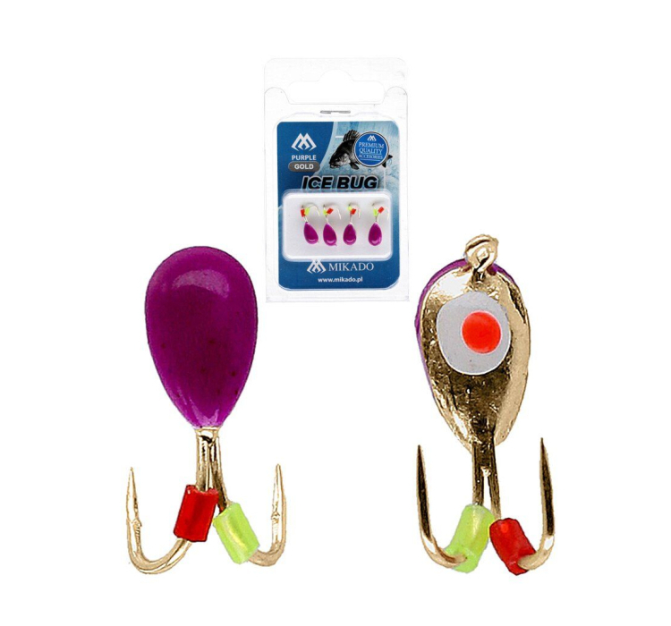 Мормышка Mikado Ice Bug 4мм 0.85гр фиолетовый/золото 4шт. - 1 Мормышка Mikado Ice Bug 4мм 0.85гр фиолетовый/золото 4шт. - 1