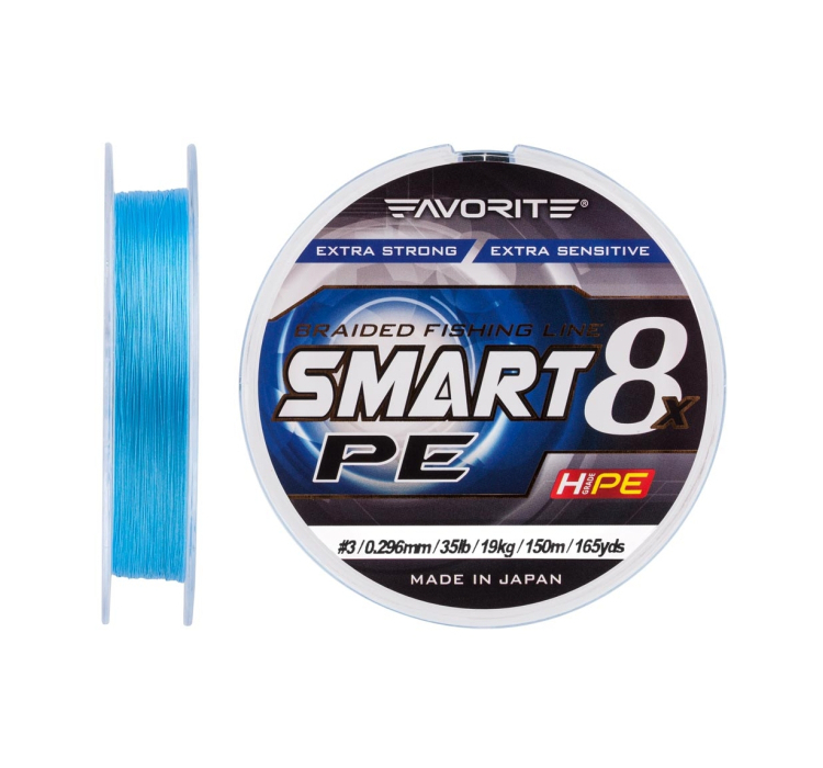 Шнур Favorite Smart PE 8x 150м (sky blue) #3/0.296mm 35lb/19kg - 1 Шнур Favorite Smart PE 8x 150м (sky blue) #3/0.296mm 35lb/19kg - 1