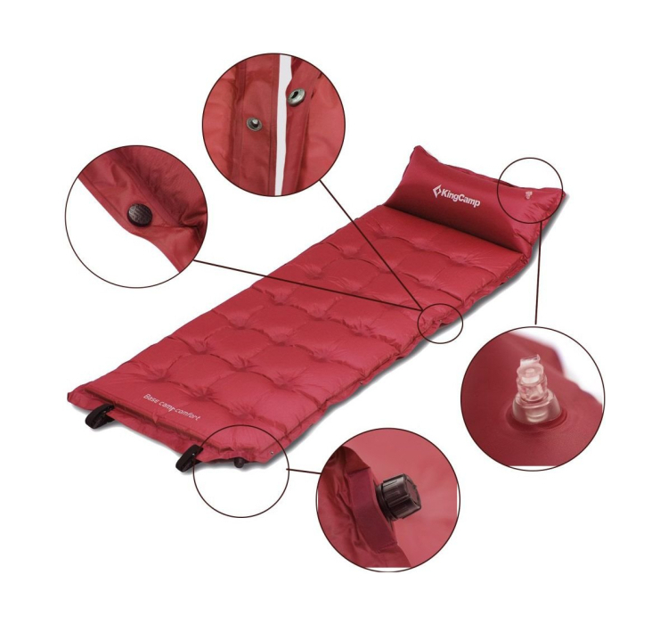 Коврик самонадувающий KingCamp Base Camp Comfort (KM3560) Wine red - 2 Коврик самонадувающий KingCamp Base Camp Comfort (KM3560) Wine red - 2