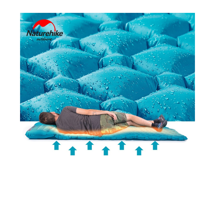 Подвійний надувний матрац з подушками Nature Hike ULTRALIGH TPU 185x115x5см. Вага 965гр, синій - 8 Подвійний надувний матрац з подушками Nature Hike ULTRALIGH TPU 185x115x5см. Вага 965гр, синій - 8