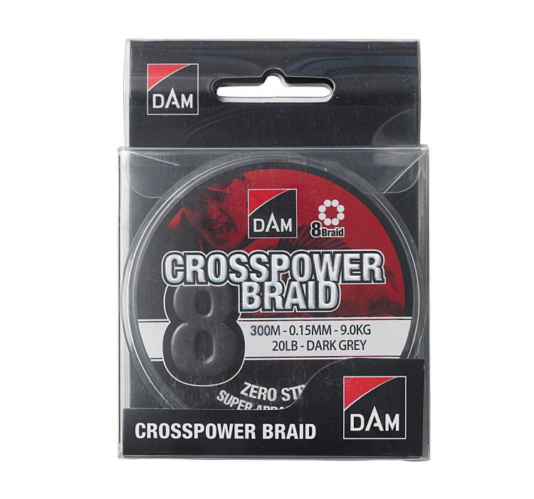 Шнур DAM Crosspower 8-Braid 300м 0,22мм 13,5кг/30Lb (темно-сірий) - 1 Шнур DAM Crosspower 8-Braid 300м 0,22мм 13,5кг/30Lb (темно-сірий) - 1