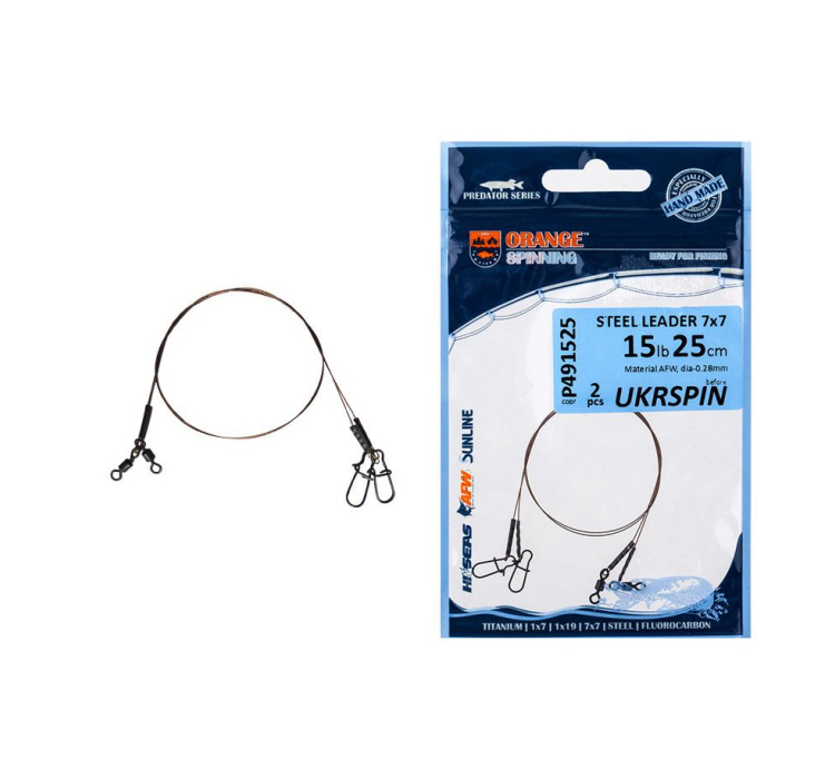 Поводок Ukrspin Orange Spinning AFW 1х19 20см 18кг(40lb)/0.38мм (2шт/уп) - 1 Поводок Ukrspin Orange Spinning AFW 1х19 20см 18кг(40lb)/0.38мм (2шт/уп) - 1