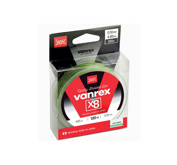 Шнур Lucky John Vanrex X8 120м 0,13мм Light Green - 1 Шнур Lucky John Vanrex X8 120м 0,13мм Light Green - 1
