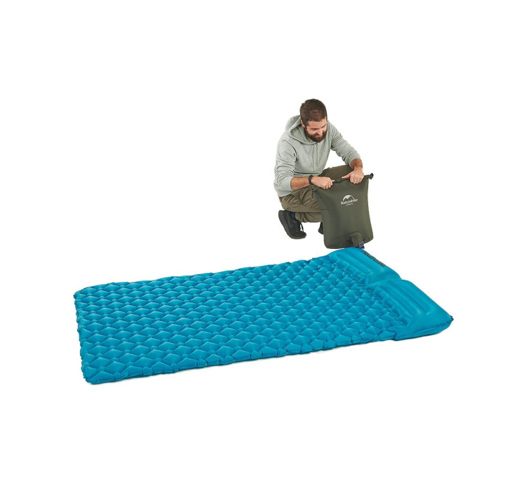 Подвійний надувний матрац з подушками Nature Hike ULTRALIGH TPU 185x115x5см. Вага 965гр, синій - 3 Подвійний надувний матрац з подушками Nature Hike ULTRALIGH TPU 185x115x5см. Вага 965гр, синій - 3