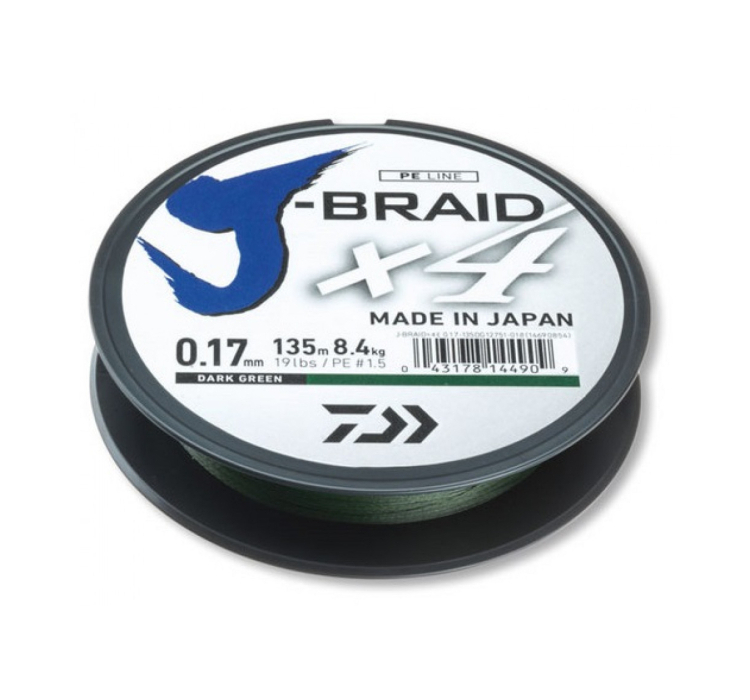 Шнур Daiwa J-Braid X4 0.33мм 270м Dark Green - 2 Шнур Daiwa J-Braid X4 0.33мм 270м Dark Green - 2