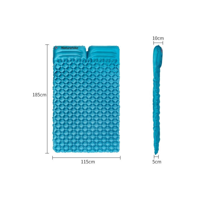 Подвійний надувний матрац з подушками Nature Hike ULTRALIGH TPU 185x115x5см. Вага 965гр, синій - 4 Подвійний надувний матрац з подушками Nature Hike ULTRALIGH TPU 185x115x5см. Вага 965гр, синій - 4