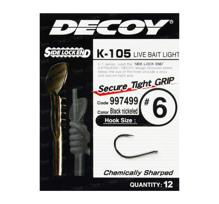 Гачок Decoy K-105 Live Bait Light #10 (12 шт/уп) - 1 Гачок Decoy K-105 Live Bait Light #10 (12 шт/уп) - 1