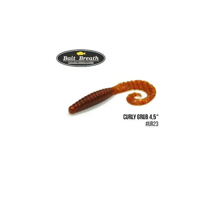 Силиконовая приманка Bait Breath Curly Grub 4.5" (8шт) (Ur23 Pumpkin/red) - 1 Силиконовая приманка Bait Breath Curly Grub 4.5" (8шт) (Ur23 Pumpkin/red) - 1
