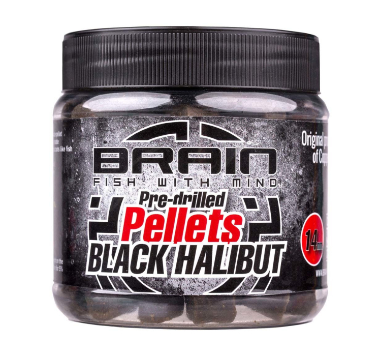 Пеллетс Brain Black Halibut Pre drilled 14mm 250g - 1 Пеллетс Brain Black Halibut Pre drilled 14mm 250g - 1