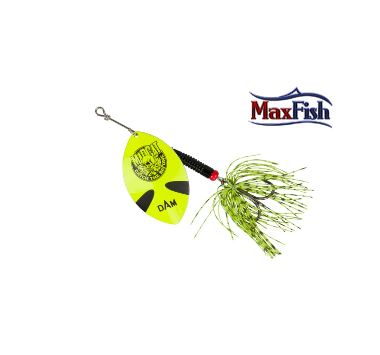Блешня-вертушка на сома DAM MADCAT Big Blade Spinner 55гр трійник №2/0 (fluo yellow) - 1 Блешня-вертушка на сома DAM MADCAT Big Blade Spinner 55гр трійник №2/0 (fluo yellow) - 1