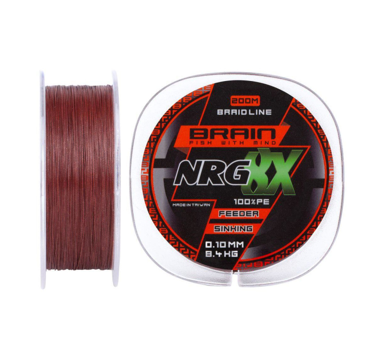 Шнур Brain NRG 8X sinking 200m 0.10mm 8.4kg ц:brown - 1 Шнур Brain NRG 8X sinking 200m 0.10mm 8.4kg ц:brown - 1