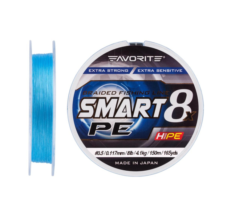 Шнур Favorite Smart PE 8x 150м (sky blue) #0.5/0.117mm 8lb/4.1kg - 1 Шнур Favorite Smart PE 8x 150м (sky blue) #0.5/0.117mm 8lb/4.1kg - 1