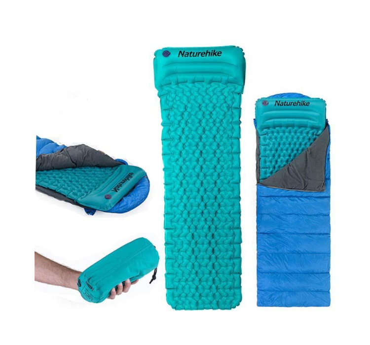 Одинарний надувний матрац з подушкою Nature Hike ULTRALIGH TPU 185x54x3см. Вага 460гр, синій - 4 Одинарний надувний матрац з подушкою Nature Hike ULTRALIGH TPU 185x54x3см. Вага 460гр, синій - 4