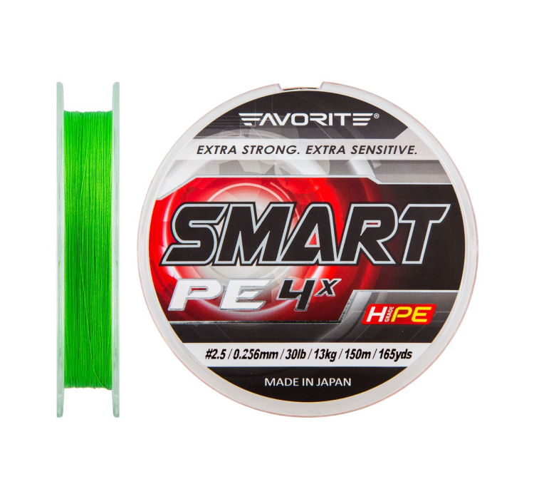 Шнур Favorite Smart PE 4x 150м (салат.) #2.5/0.256мм 13кг - 1 Шнур Favorite Smart PE 4x 150м (салат.) #2.5/0.256мм 13кг - 1