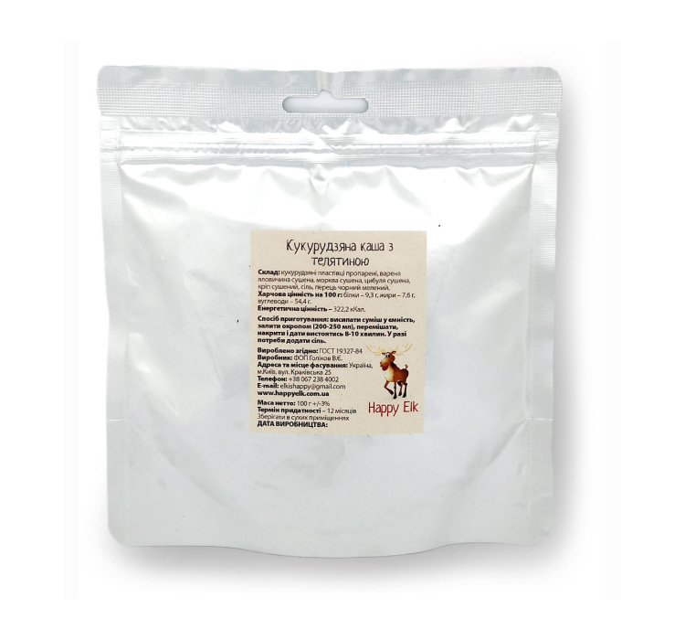 Кукурузная каша с телятиной Happy Elk - 1 Кукурузная каша с телятиной Happy Elk - 1