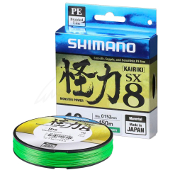 Шнур Shimano Kairiki SX8 PE (Mantis Green) 150м 0.33мм 34.0кг