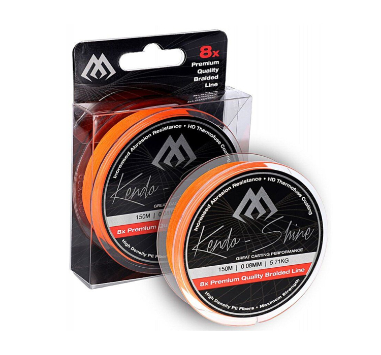 Шнур Mikado Kendo Shine Braid 150м 0,18мм 17,81кг fluo orange - 1 Шнур Mikado Kendo Shine Braid 150м 0,18мм 17,81кг fluo orange - 1