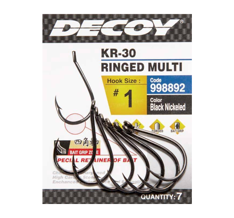 Крючок Decoy KR-30 RINGED MULTI #8 (12 шт/уп) - 1 Крючок Decoy KR-30 RINGED MULTI #8 (12 шт/уп) - 1