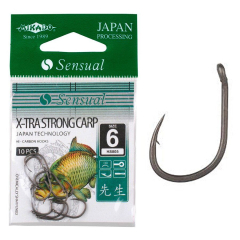 Крючок Mikado Sensual X-Tra Strong Carp №14 (ушко) 10шт. (black matt)