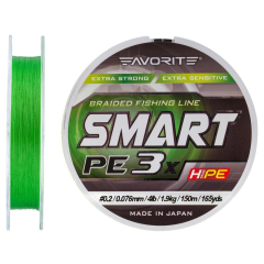 Шнур Favorite Smart PE 3x 150м (l.green) #0.2/0.076mm 4lb/1.9kg