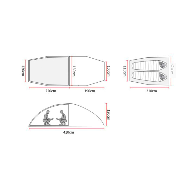 Палатка двухместная 3F Ul Gear Taihang 2 210T 3 season темно-зеленый - 2 Палатка двухместная 3F Ul Gear Taihang 2 210T 3 season темно-зеленый - 2