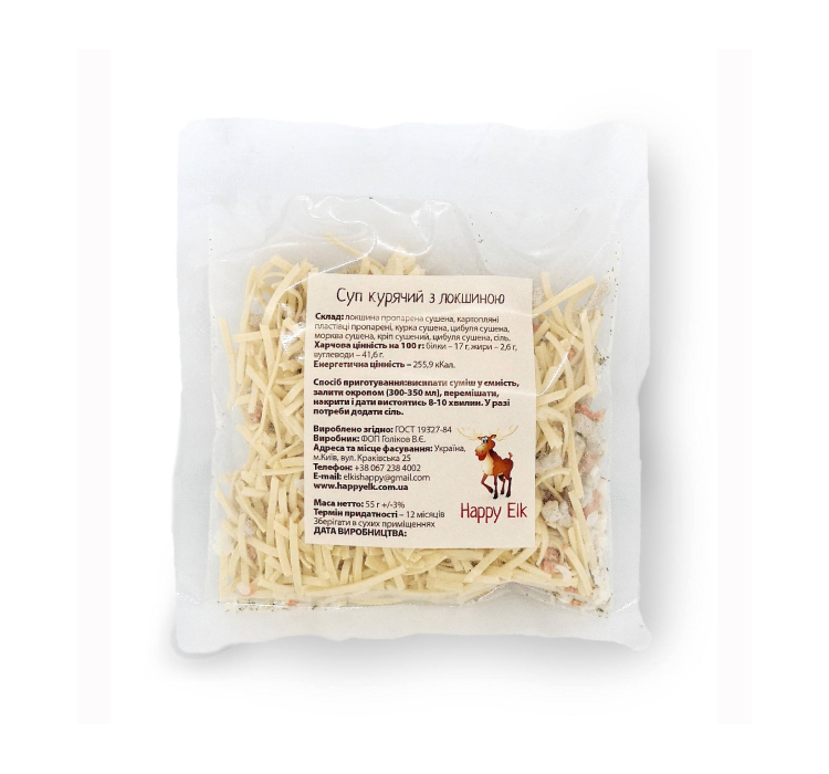 Куриный суп с лапшой Happy Elk прозрачная упаковка - 1 Куриный суп с лапшой Happy Elk прозрачная упаковка - 1