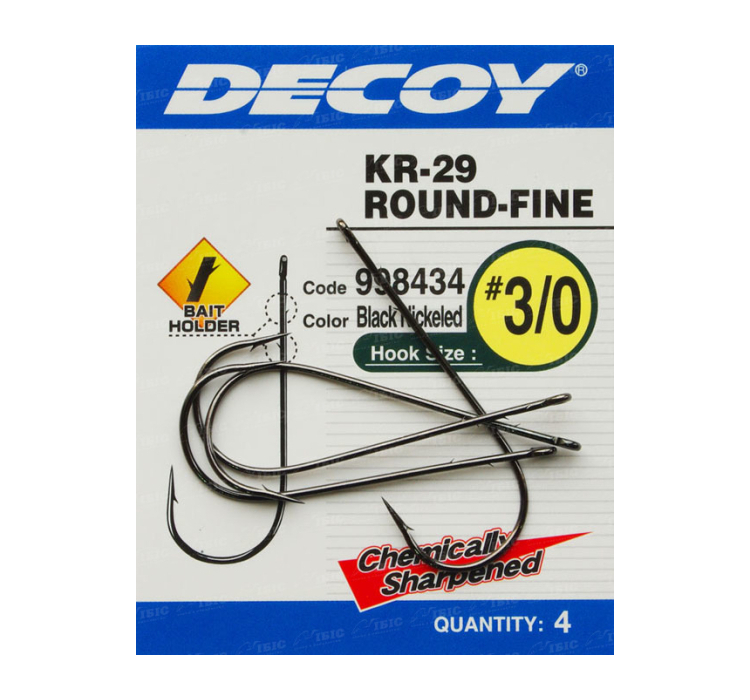 Гачок Decoy KR-29 WORM ROUND-FINE #2/0 (4 шт/уп) - 1