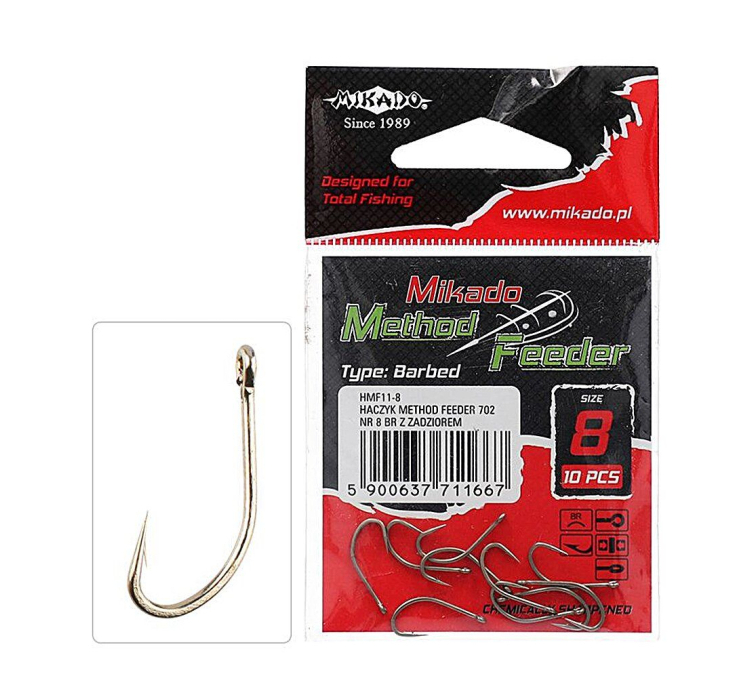 Гачок Mikado Method Feeder 702 №10 (вушко) 10шт. (бронза з бар'єром) - 1 Гачок Mikado Method Feeder 702 №10 (вушко) 10шт. (бронза з бар'єром) - 1