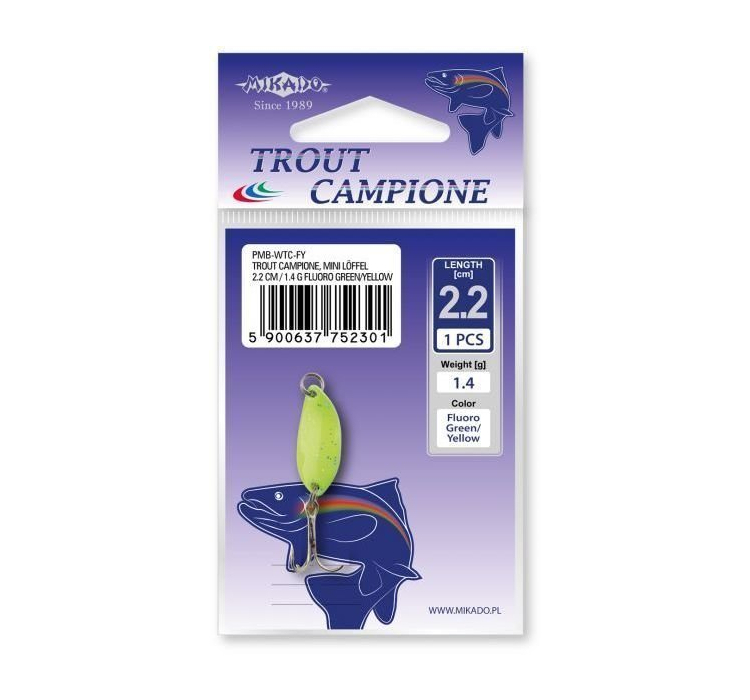 Мини-блесна колеблющаяся Mikado TROUT CAMPIONE FY 1,4 г - 2 Мини-блесна колеблющаяся Mikado TROUT CAMPIONE FY 1,4 г - 2