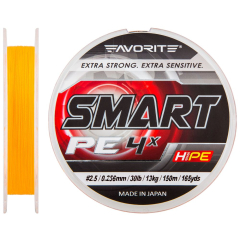 Шнур Favorite Smart PE 4x 150м (оранж.) #2.5/0.256мм 13кг