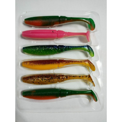 Силиконовая приманка Nomura Rolling Shad (їстівний) 100мм 9g. цвет 087 (yellow red glitter) 6шт (MIX)
