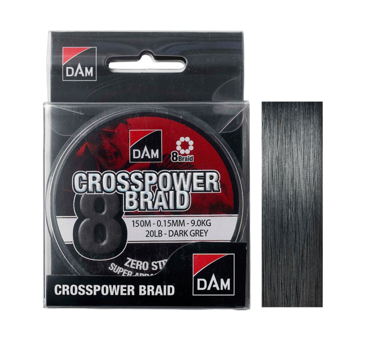 Шнур DAM Crosspower 8-Braid 150м 0,13мм 7,2кг/16Lb (темно-сірий) - 1 Шнур DAM Crosspower 8-Braid 150м 0,13мм 7,2кг/16Lb (темно-сірий) - 1