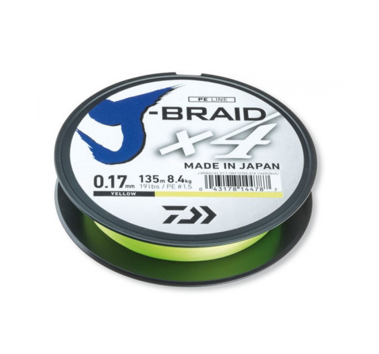 Шнур Daiwa J-Braid X4 0.33мм 135м Yellow - 2 Шнур Daiwa J-Braid X4 0.33мм 135м Yellow - 2