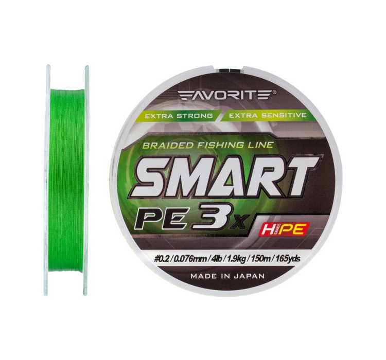 Шнур Favorite Smart PE 3x 150м (l.green) #0.2/0.076mm 4lb/1.9kg - 1 Шнур Favorite Smart PE 3x 150м (l.green) #0.2/0.076mm 4lb/1.9kg - 1