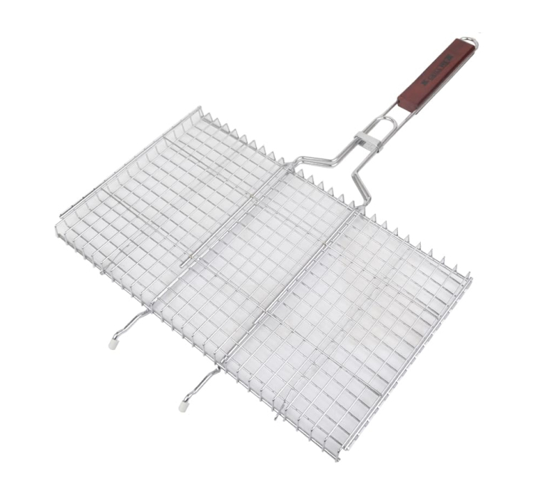 Решітка для гриля подвійна GRILL ME BQ-022 (44х25см), хромована - 1 Решітка для гриля подвійна GRILL ME BQ-022 (44х25см), хромована - 1