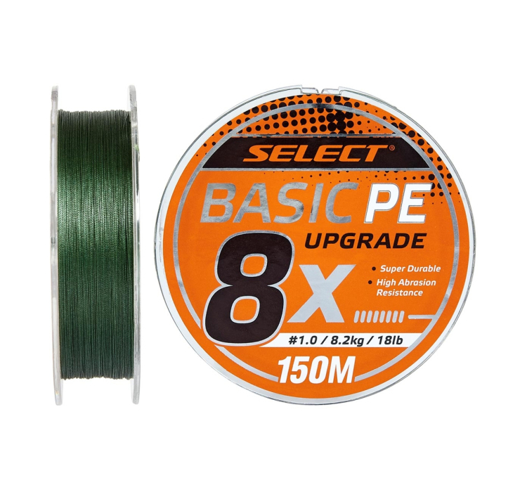 Шнур Select Basic PE 8x 150m (темн-зел.) #1.0/0.14mm 18lb/8.2kg - 1 Шнур Select Basic PE 8x 150m (темн-зел.) #1.0/0.14mm 18lb/8.2kg - 1