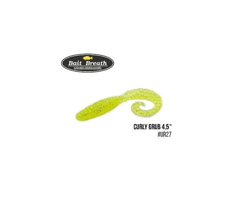 Силіконова приманка Bait Breath Curly Grub 4.5" (8шт) (Ur27 Chartreuse/silver) - 1 Силіконова приманка Bait Breath Curly Grub 4.5" (8шт) (Ur27 Chartreuse/silver) - 1