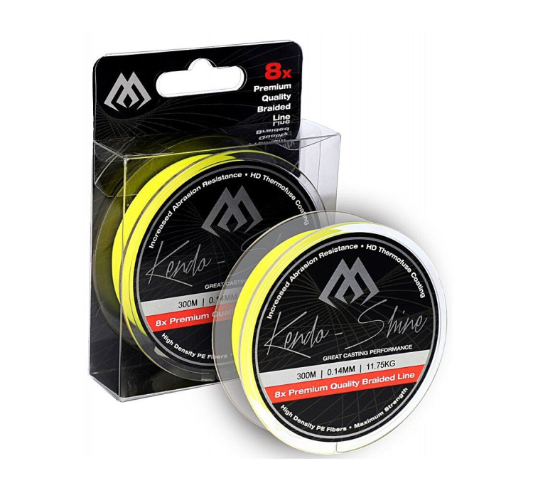 Шнур Mikado Kendo Shine Braid 300м 0,23мм 21,75кг fluo yellow - 1 Шнур Mikado Kendo Shine Braid 300м 0,23мм 21,75кг fluo yellow - 1