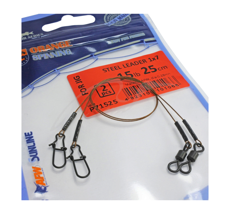 Поводок UKRSPIN Orange Spinning AFW 1х7 15см 5кг(10lb)/0.25мм (2шт/уп) - 2 Поводок UKRSPIN Orange Spinning AFW 1х7 15см 5кг(10lb)/0.25мм (2шт/уп) - 2