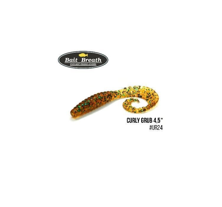 Силиконовая приманка Bait Breath Curly Grub 4.5" (8шт) (Ur24 Pumpkin/green*seed) - 1 Силиконовая приманка Bait Breath Curly Grub 4.5" (8шт) (Ur24 Pumpkin/green*seed) - 1